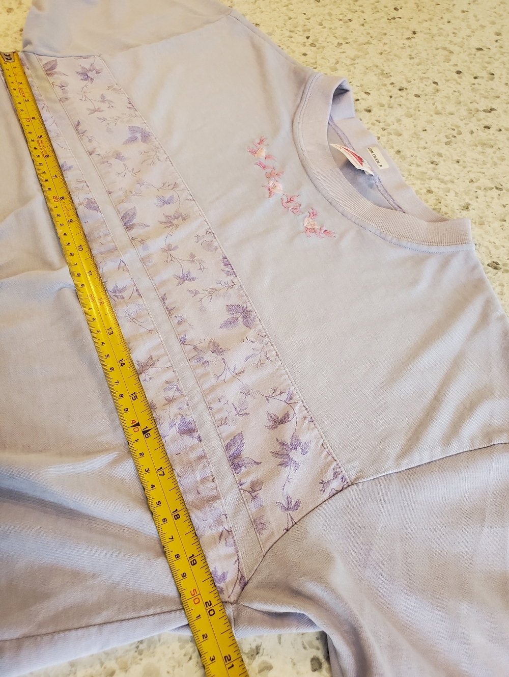Vintage 80s Large Top lady Footlocker Bubble T-shirt Oversized Flower Embroidery - Picture 14 of 16